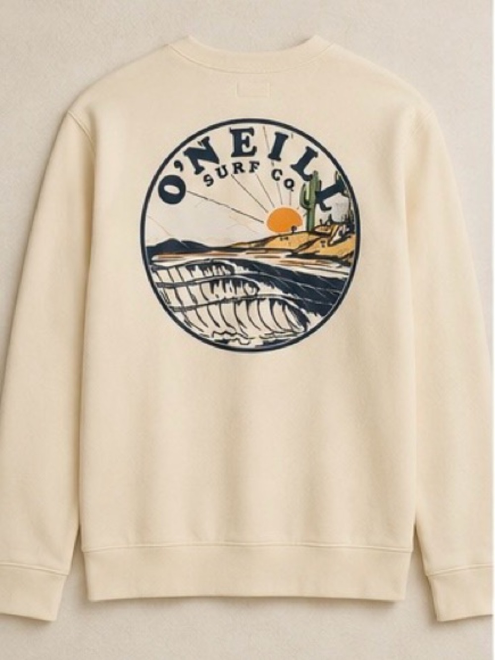 O’Neill San Felipe Cream Surf Graphic Crewneck Sweatshirt Men’s Small